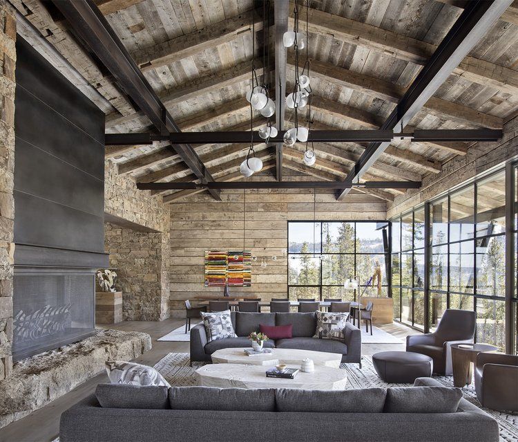 Optimum architectural steel windows and doors on a mountain home, manufacturer photo