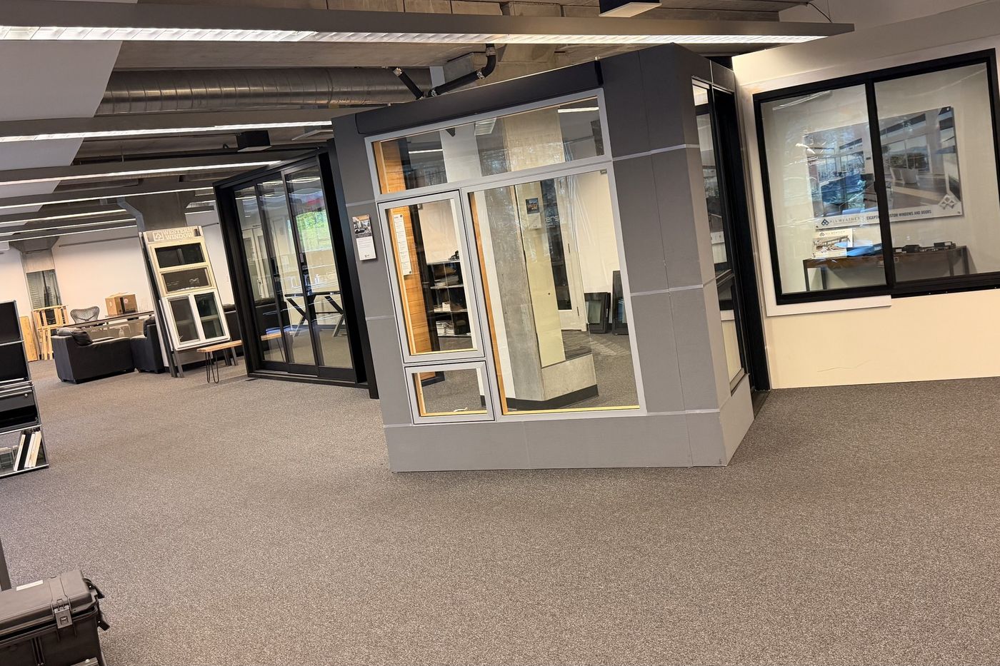 Window and door displays in the Glass Masters showroom